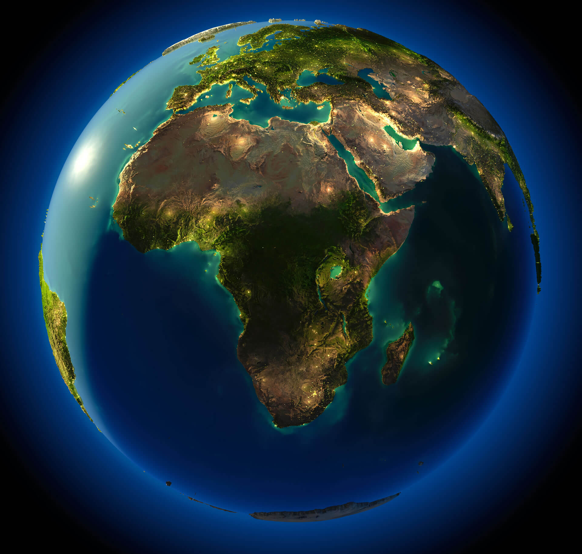 Africa and Earth Map in Night